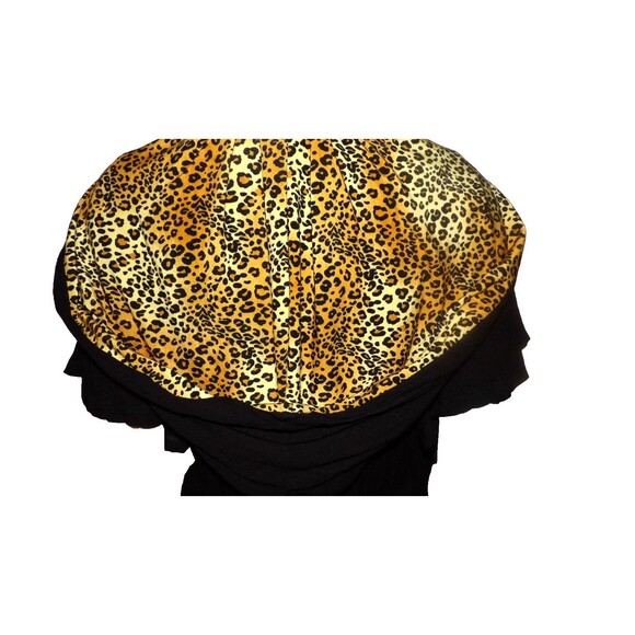 The Oblong Box Shop XL 1X Rare Wrap Dress Black and Cheetah Print Hooded Maxi - Picture 6 of 12